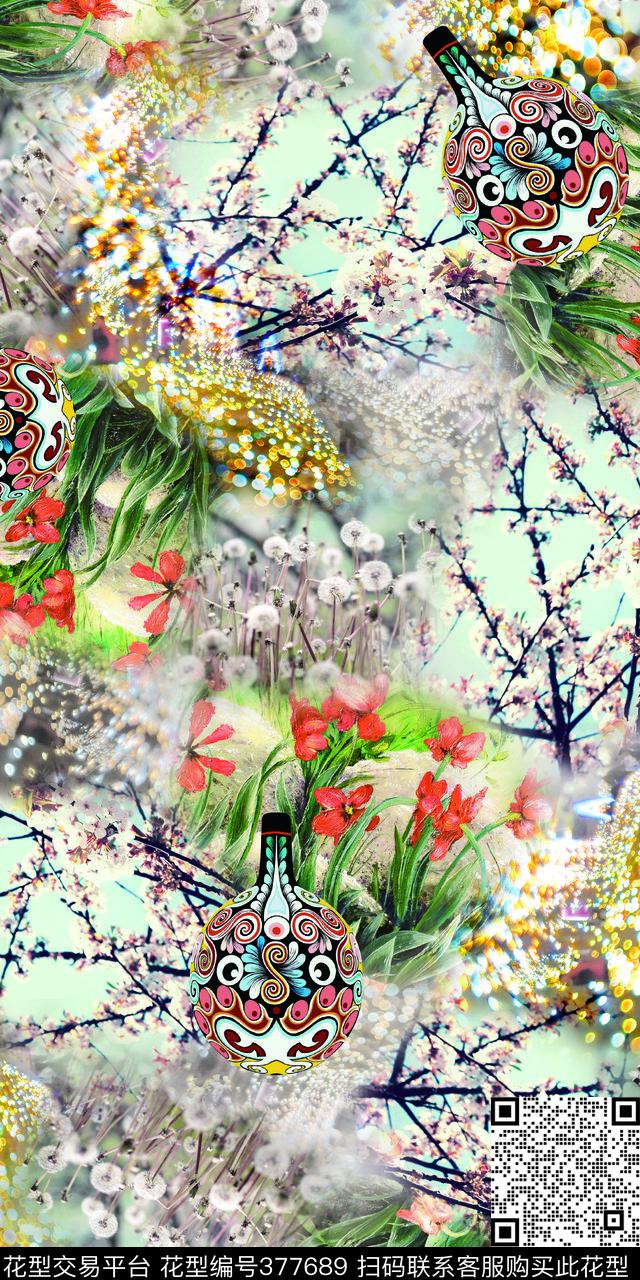 时尚花花卉数码印花华亿平台下载（图片编号: 377689） - 瓦栏（Walan）
