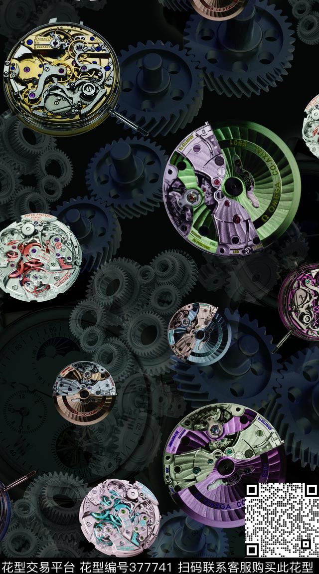 时间时尚高级数码印花华亿平台下载（图片编号: 377741） - 瓦栏（Walan）