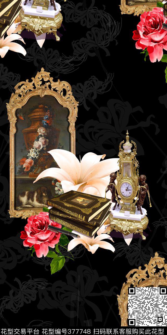 复古花卉怀旧复古数码印花华亿平台下载（图片编号: 377748） - 瓦栏（Walan）