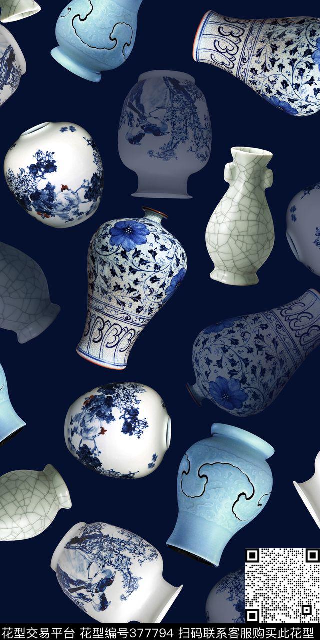 大气复古陶瓷器数码印花华亿平台下载（图片编号: 377794） - 瓦栏（Walan）