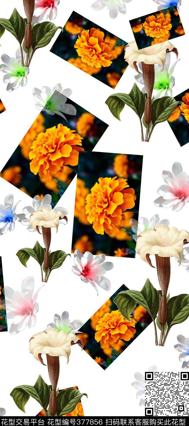 休闲花卉数码印花华亿平台下载（图片编号: 377856） - 瓦栏（Walan）