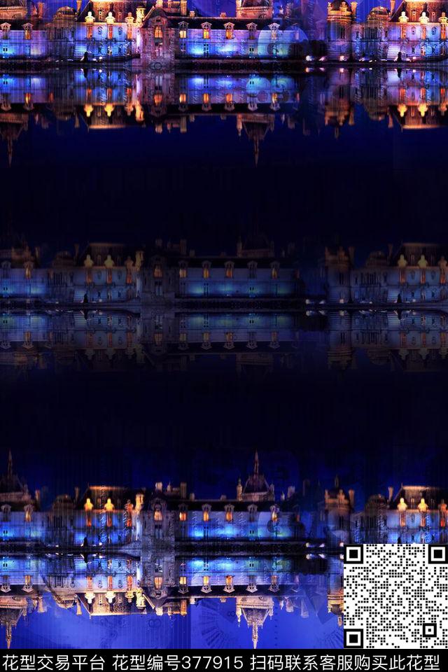 欧式夜景欧式倒影风景、照片数码印花华亿平台下载（图片编号: 377915） - 瓦栏（Walan）