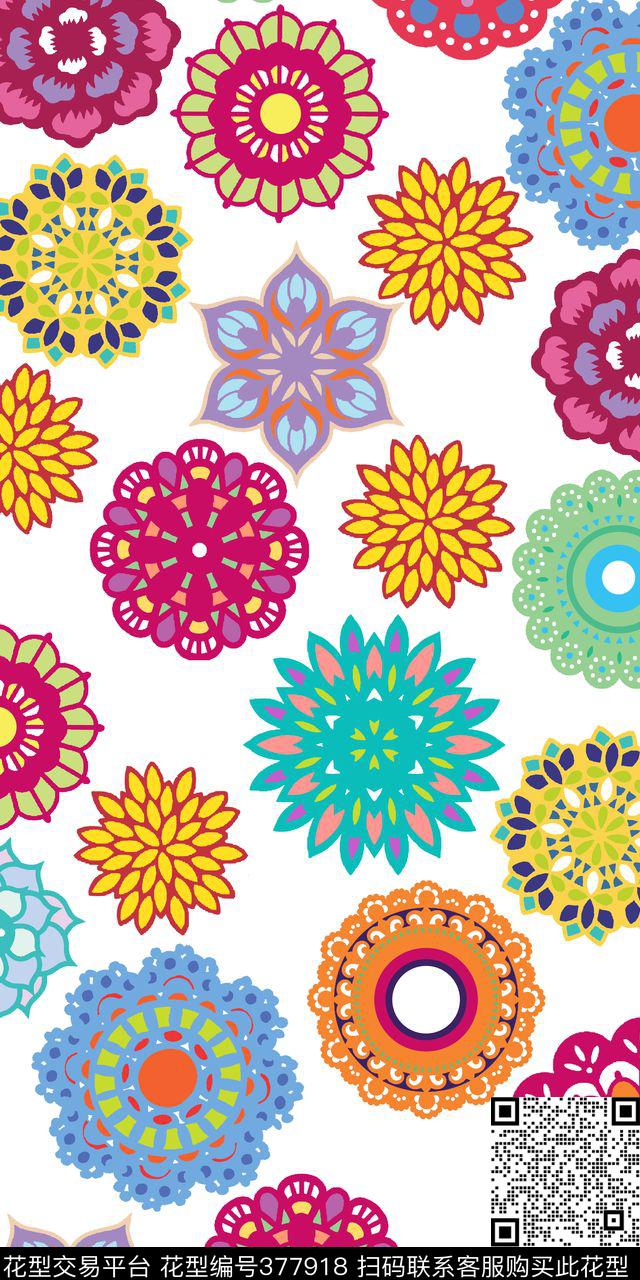 民族风几何圆形传统印花华亿平台下载（图片编号: 377918） - 瓦栏（Walan）