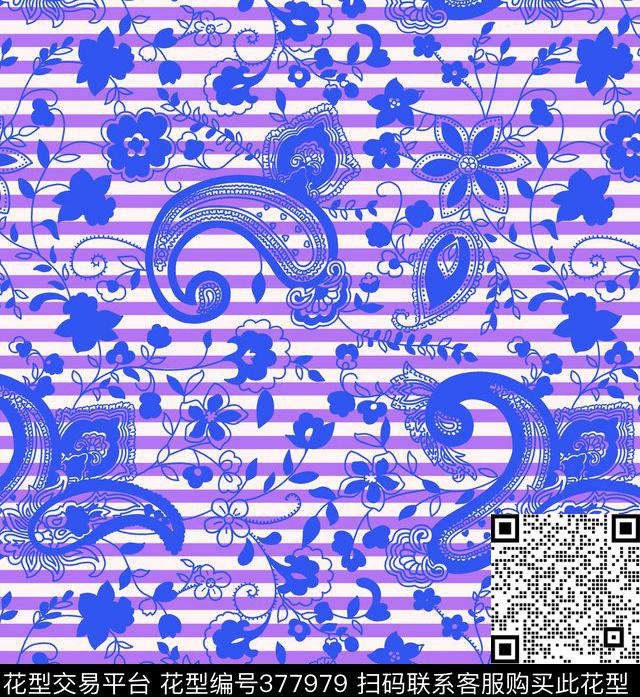 宫廷风佩斯利条纹传统印花华亿平台下载（图片编号: 377979） - 瓦栏（Walan）