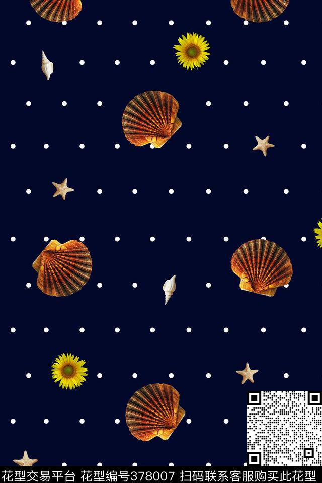 波点贝壳菊花数码印花华亿平台下载（图片编号: 378007） - 瓦栏（Walan）