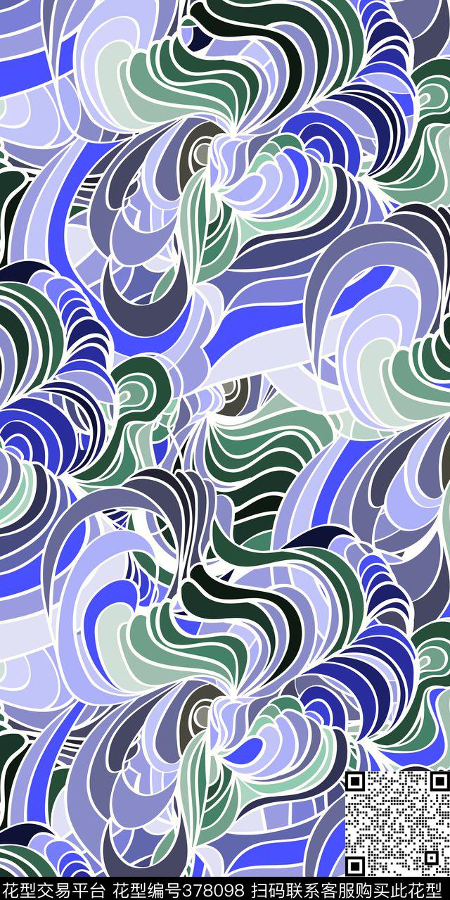 几何条纹波纹传统印花华亿平台下载（图片编号: 378098） - 瓦栏（Walan）