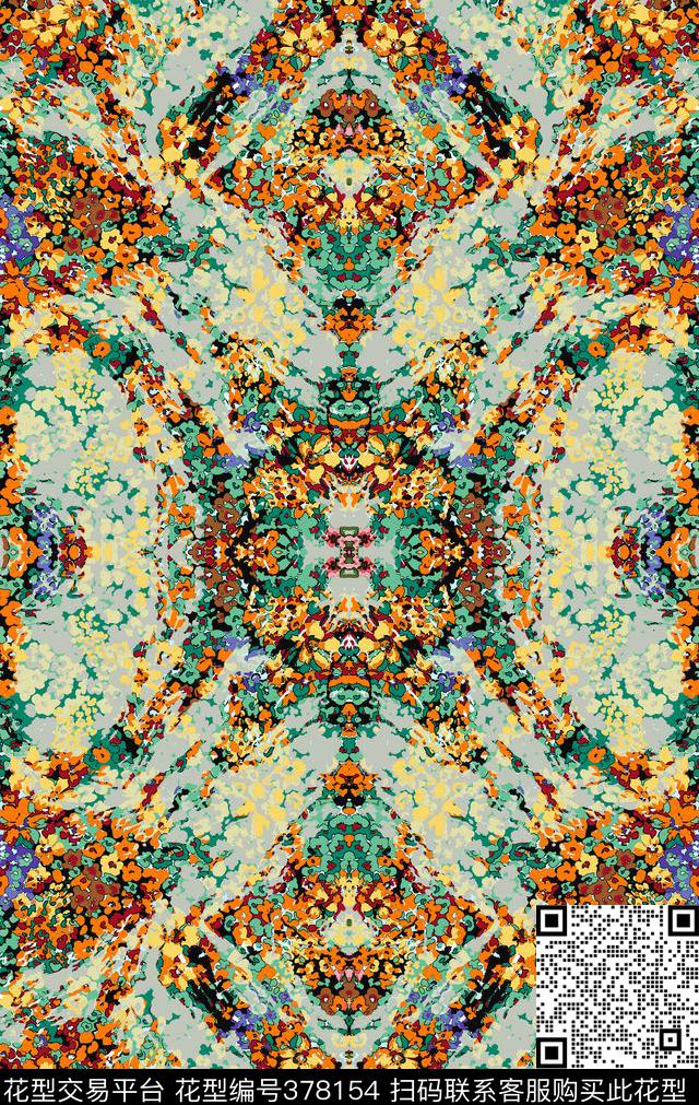 小花几何数码印花华亿平台下载（图片编号: 378154） - 瓦栏（Walan）