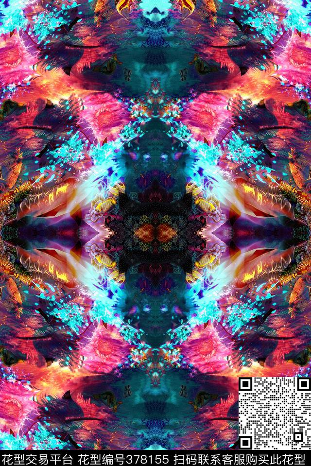 波浪纹抽象线条数码印花华亿平台下载（图片编号: 378155） - 瓦栏（Walan）