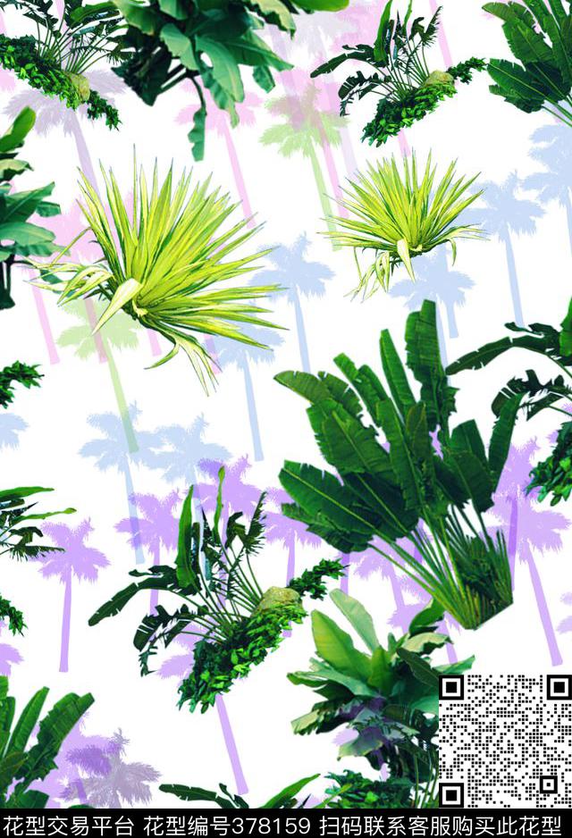 热带雨林植物棕榈树数码印花华亿平台下载（图片编号: 378159） - 瓦栏（Walan）