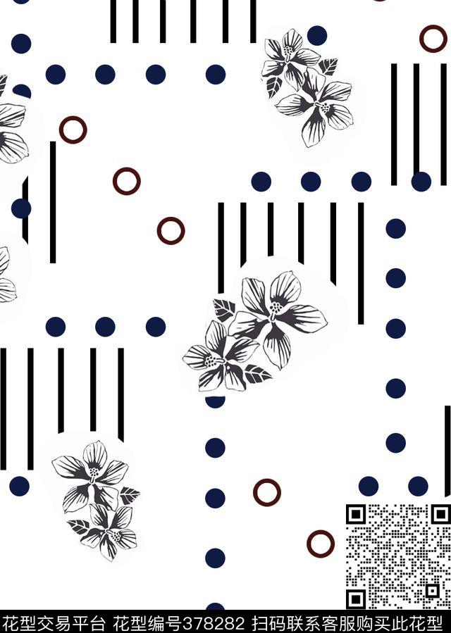 男装线条几何花卉线条。圆点、花卉男装印花集锦传统印花华亿平台下载（图片编号: 378282） - 瓦栏（Walan）