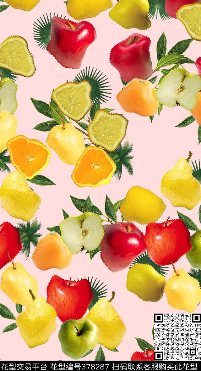 水果苹果柠檬数码印花华亿平台下载（图片编号: 378287） - 瓦栏（Walan）
