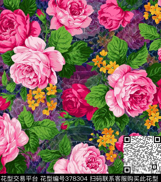 动物纹花卉蛇皮数码印花华亿平台下载（图片编号: 378304） - 瓦栏（Walan）