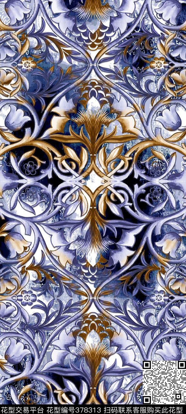 复古花卉欧式数码印花华亿平台下载（图片编号: 378313） - 瓦栏（Walan）