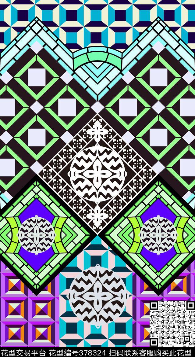 民族风个性几何传统印花华亿平台下载（图片编号: 378324） - 瓦栏（Walan）