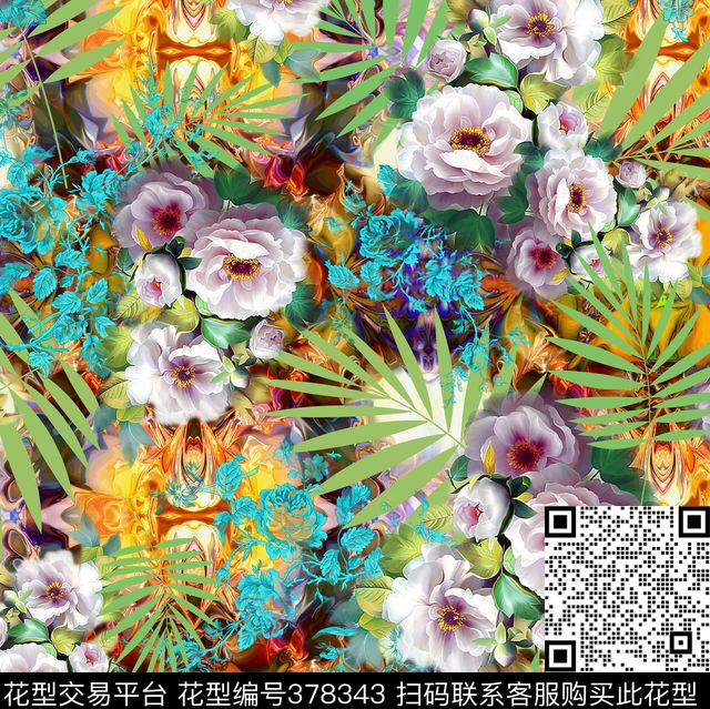 复古花卉数码印花华亿平台下载（图片编号: 378343） - 瓦栏（Walan）