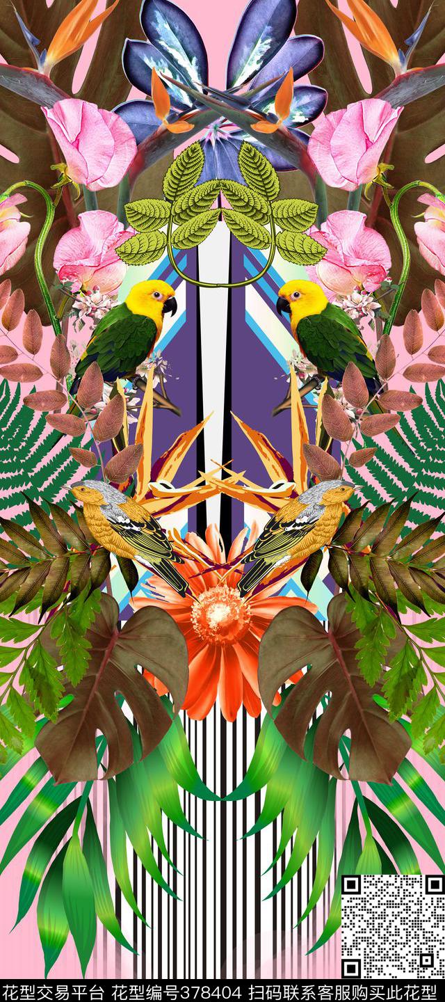 复古花鸟数码印花华亿平台下载（图片编号: 378404） - 瓦栏（Walan）