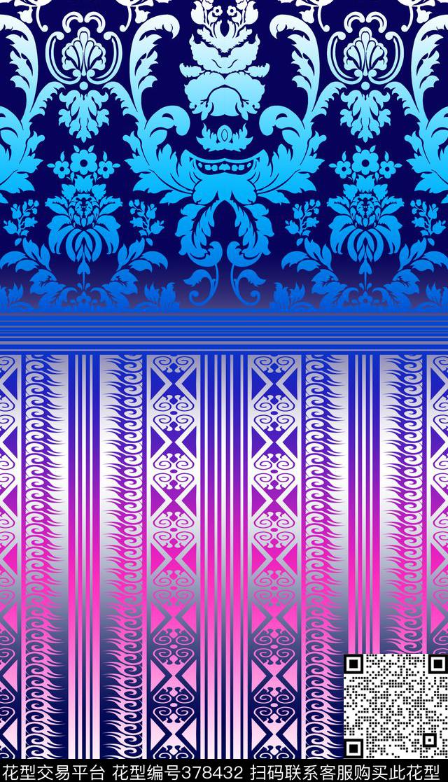 欧式复古渐变数码印花华亿平台下载（图片编号: 378432） - 瓦栏（Walan）