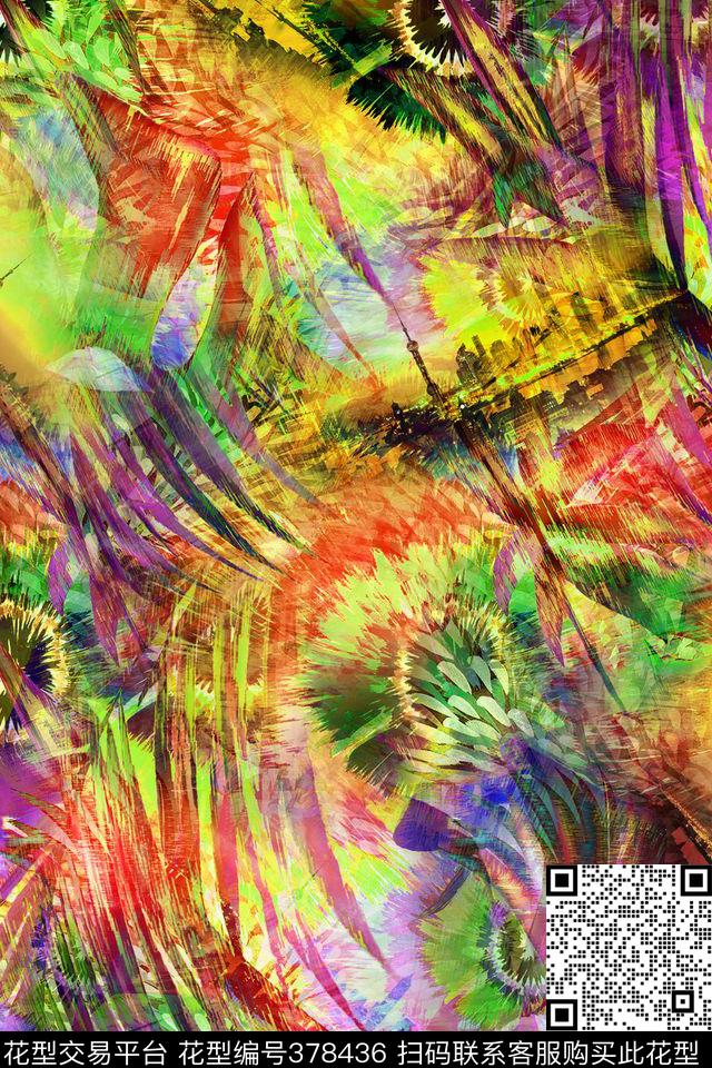 热带花卉色彩炫丽传统印花华亿平台下载（图片编号: 378436） - 瓦栏（Walan）