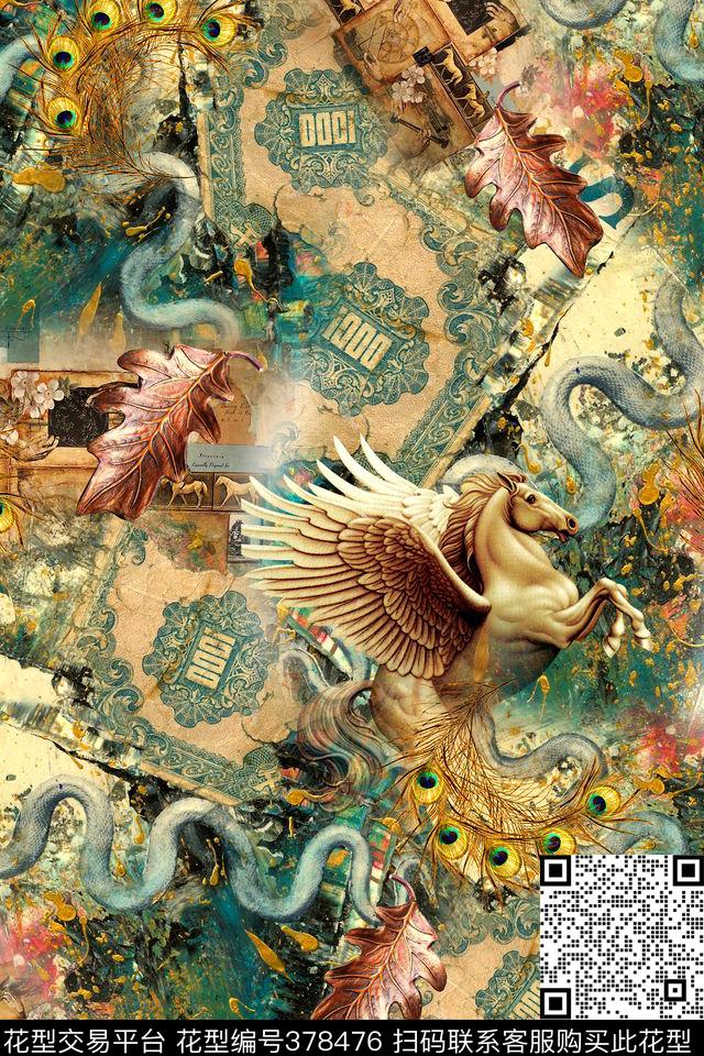 欧式蛇马数码印花华亿平台下载（图片编号: 378476） - 瓦栏（Walan）