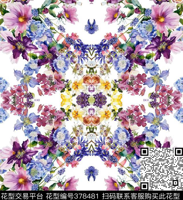 花海花卉数码印花华亿平台下载（图片编号: 378481） - 瓦栏（Walan）
