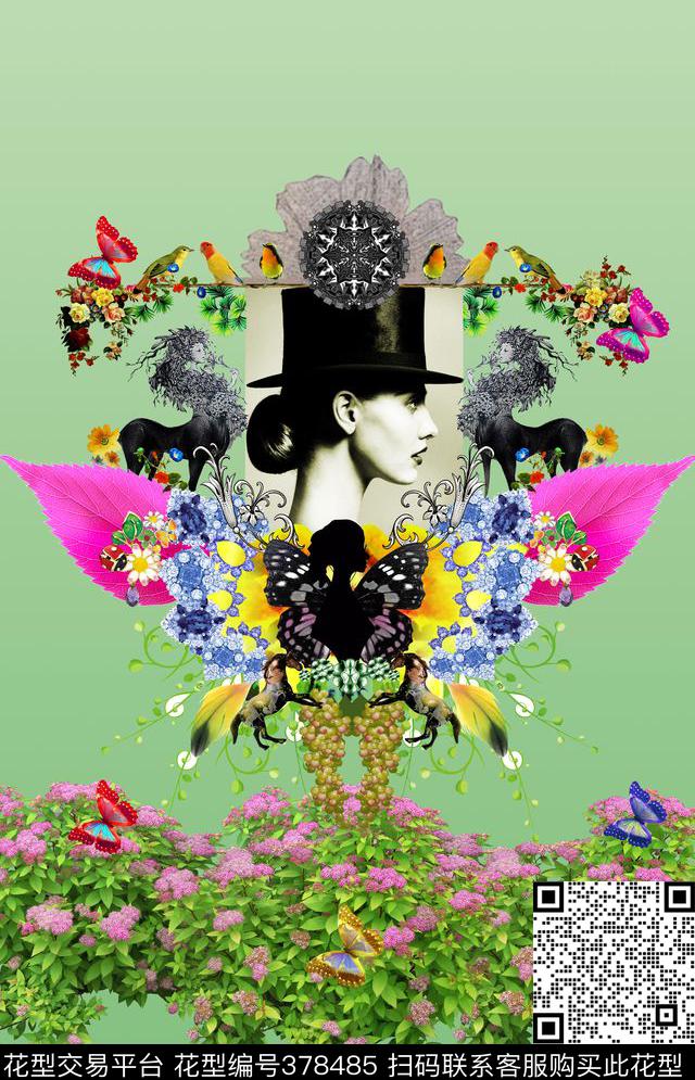 流行花草鸟数码印花华亿平台下载（图片编号: 378485） - 瓦栏（Walan）