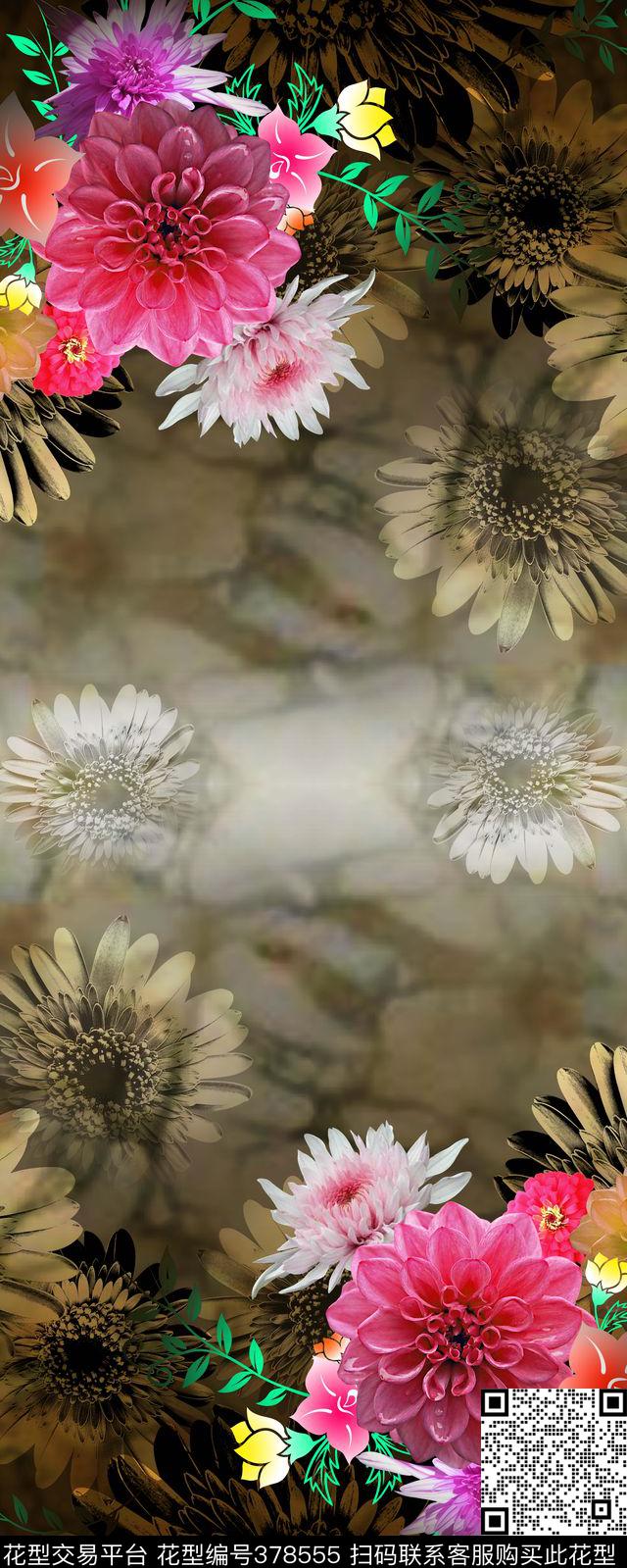 花卉双边定位数码印花华亿平台下载（图片编号: 378555） - 瓦栏（Walan）