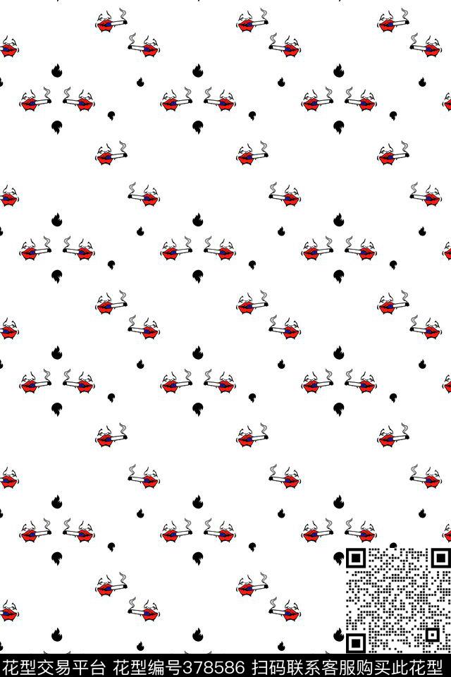 嘴唇简约风格衬衫华亿平台传统印花华亿平台下载（图片编号: 378586） - 瓦栏（Walan）