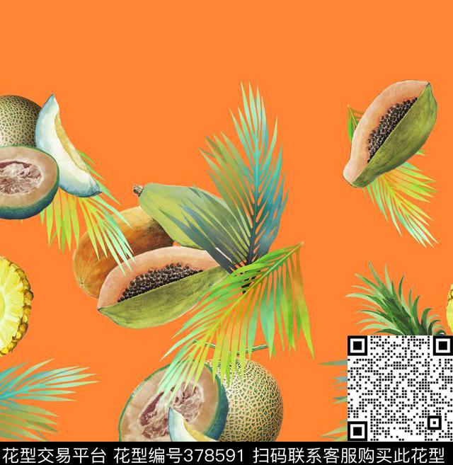 水果定位哈密瓜数码印花华亿平台下载（图片编号: 378591） - 瓦栏（Walan）