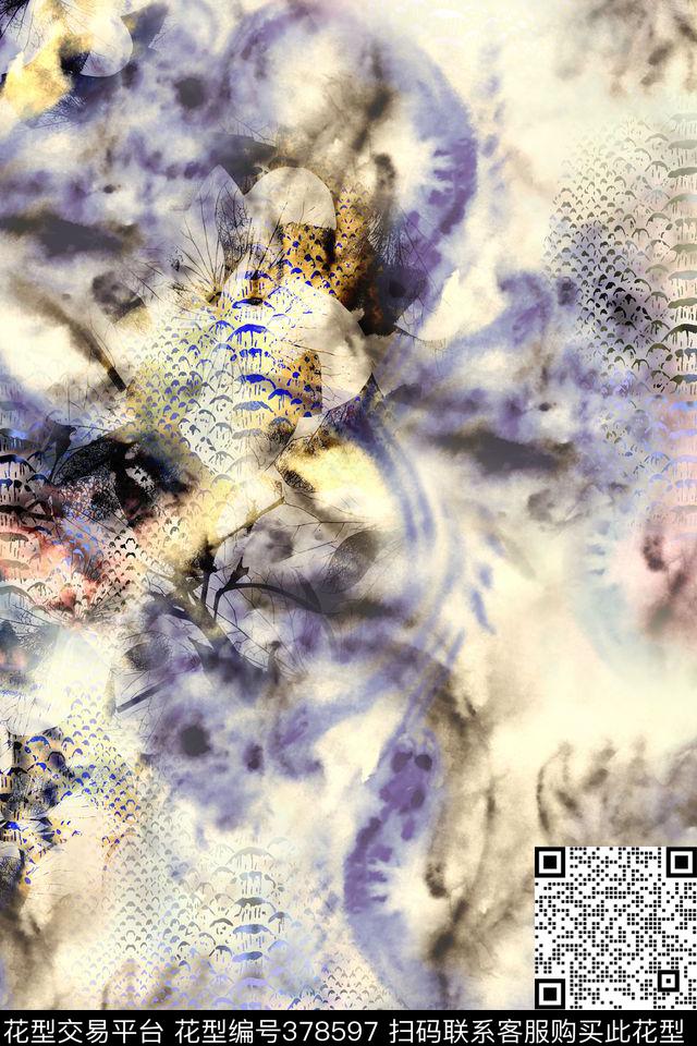 蛇纹云纹暗花数码印花华亿平台下载（图片编号: 378597） - 瓦栏（Walan）