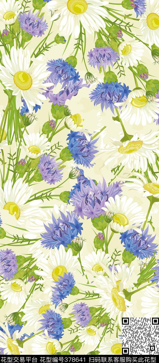 菊清新植物花卉传统印花华亿平台下载（图片编号: 378641） - 瓦栏（Walan）