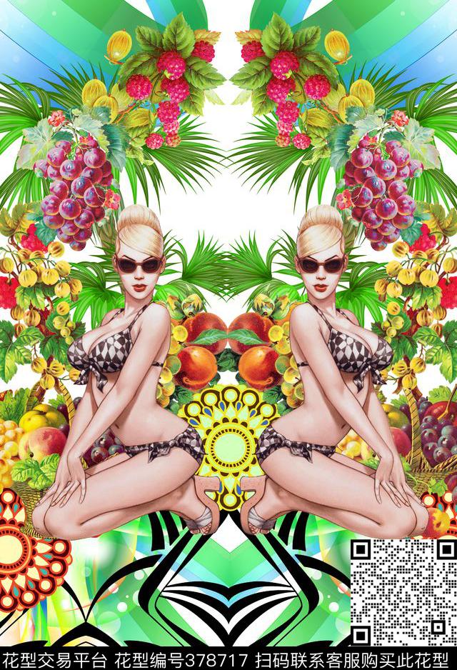 泳装热带几何数码印花华亿平台下载（图片编号: 378717） - 瓦栏（Walan）