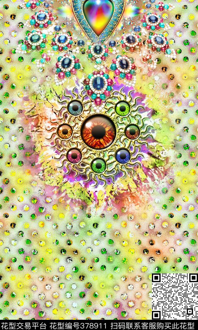 时尚宝石波点数码印花华亿平台下载（图片编号: 378911） - 瓦栏（Walan）