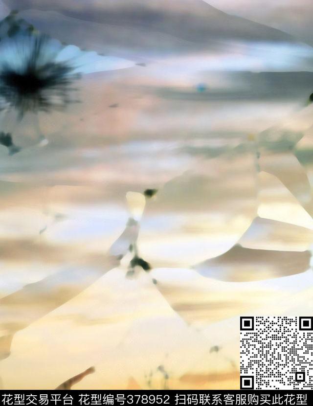 玻璃镜子水湖面淡雅清新数码印花华亿平台下载（图片编号: 378952） - 瓦栏（Walan）