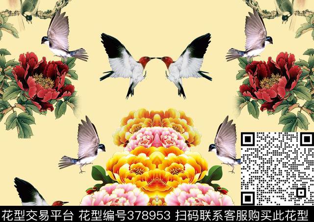 国画中国风数码印花华亿平台下载（图片编号: 378953） - 瓦栏（Walan）