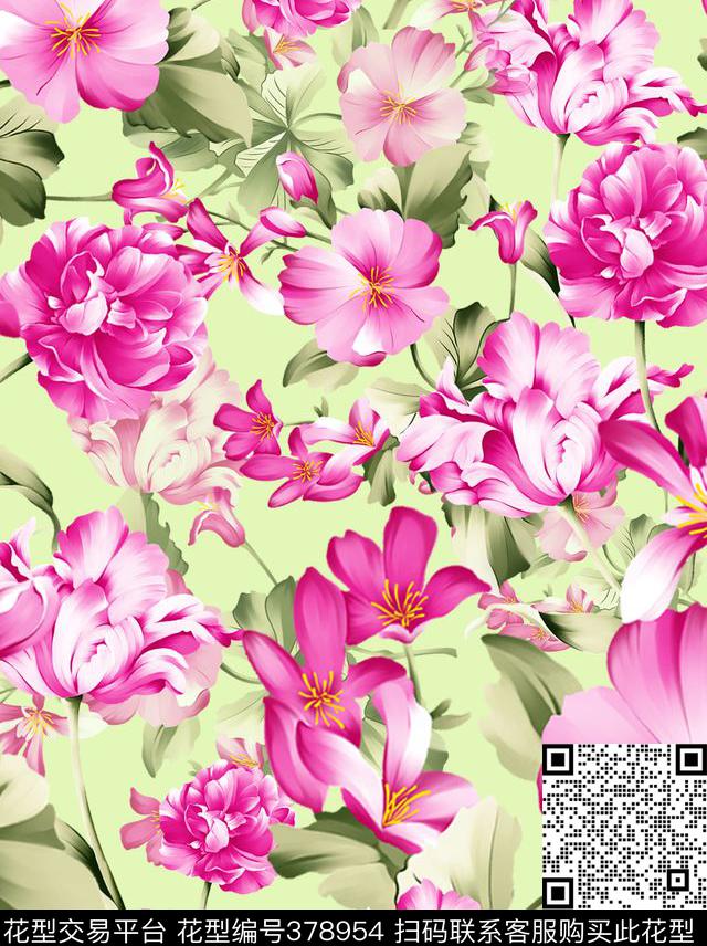 花卉田园风鸢尾传统印花华亿平台下载（图片编号: 378954） - 瓦栏（Walan）