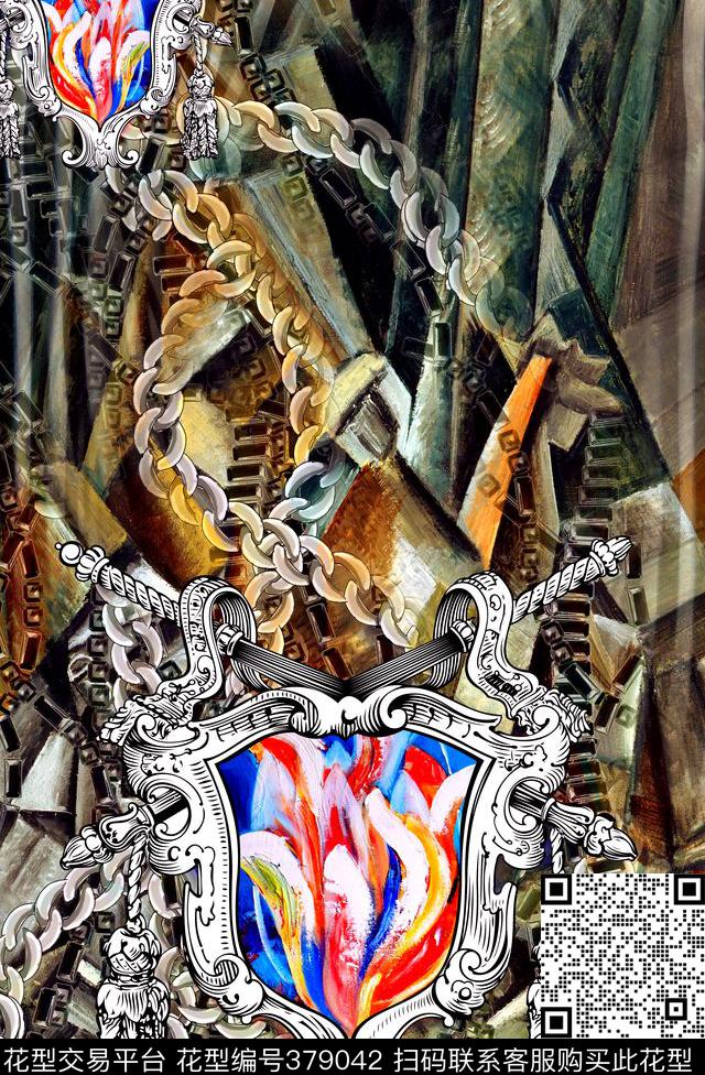 古典链条大牌定位数码印花华亿平台下载（图片编号: 379042） - 瓦栏（Walan）