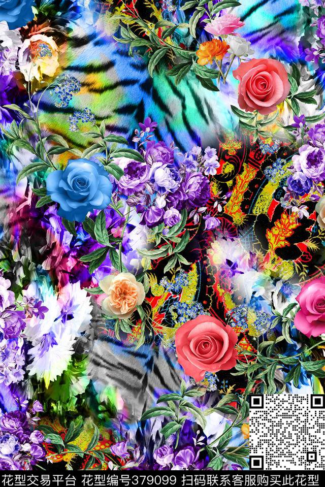 花卉佩斯利虎皮数码印花华亿平台下载（图片编号: 379099） - 瓦栏（Walan）