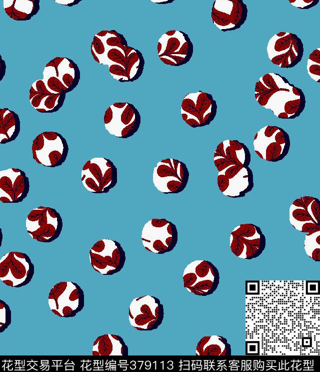 时尚波点树叶几何传统印花华亿平台下载（图片编号: 379113） - 瓦栏（Walan）