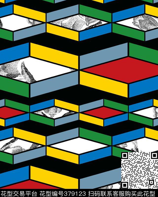 几何纹理格子数码印花华亿平台下载（图片编号: 379123） - 瓦栏（Walan）