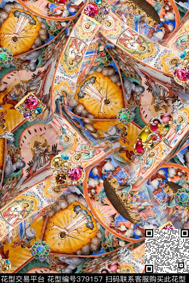 欧式油画珠宝宝石数码印花华亿平台下载（图片编号: 379157） - 瓦栏（Walan）