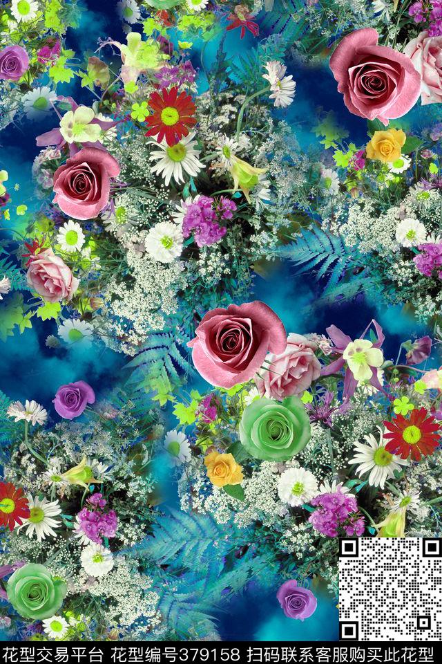 时尚花卉碎花数码印花华亿平台下载（图片编号: 379158） - 瓦栏（Walan）