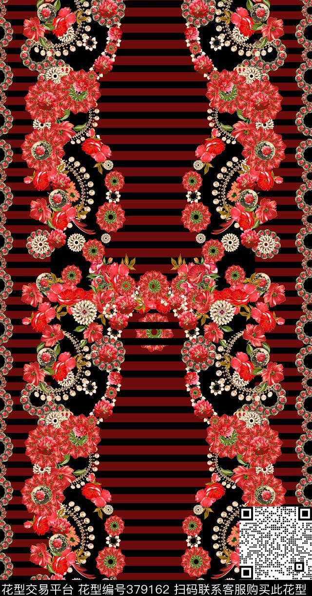 花卉华丽欧式珠宝数码印花华亿平台下载（图片编号: 379162） - 瓦栏（Walan）