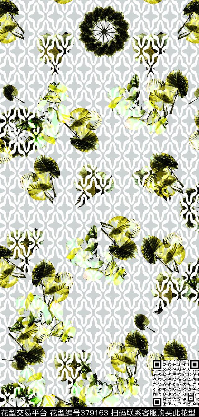 时尚底纹树叶立构传统印花华亿平台下载（图片编号: 379163） - 瓦栏（Walan）