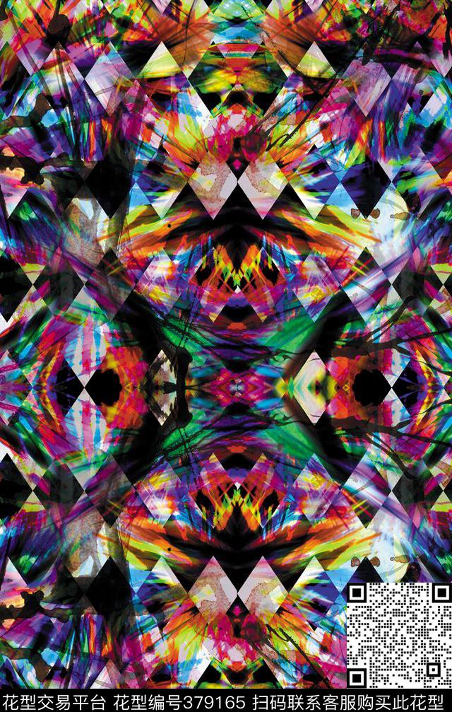 抽象格子数码印花华亿平台下载（图片编号: 379165） - 瓦栏（Walan）