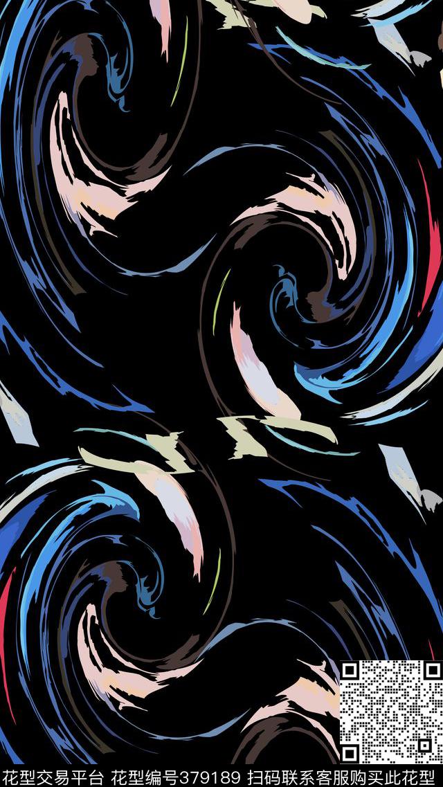 写意漩涡几何机理传统印花华亿平台下载（图片编号: 379189） - 瓦栏（Walan）