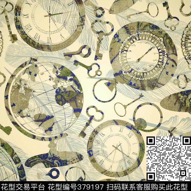 地球仪复古复古篇数码印花华亿平台下载（图片编号: 379197） - 瓦栏（Walan）