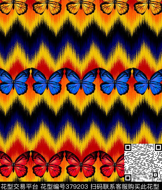 服装蝴蝶几何图形传统印花华亿平台下载（图片编号: 379203） - 瓦栏（Walan）