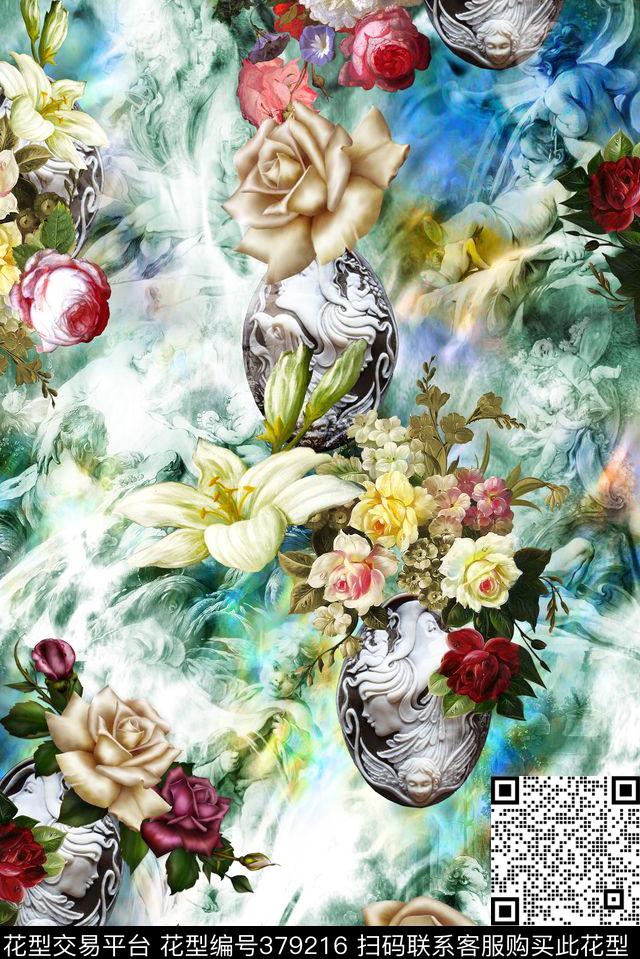 欧式油画花卉油画花卉花卉组合数码印花华亿平台下载（图片编号: 379216） - 瓦栏（Walan）