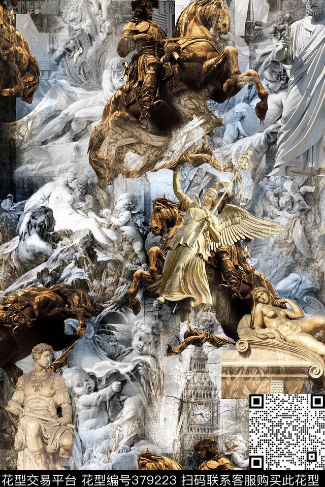 数码欧式雕塑男装女装欧式雕塑流行时尚花等数码印花华亿平台下载（图片编号: 379223） - 瓦栏（Walan）