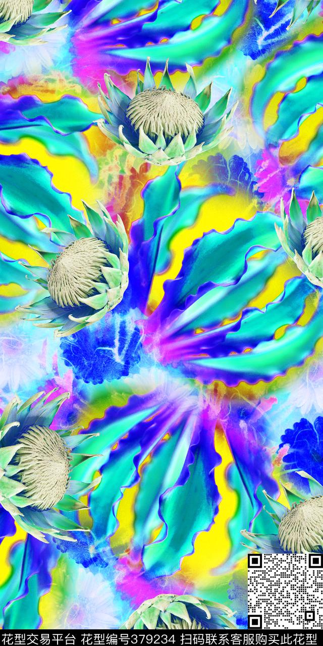 时尚花卉数码印花华亿平台下载（图片编号: 379234） - 瓦栏（Walan）